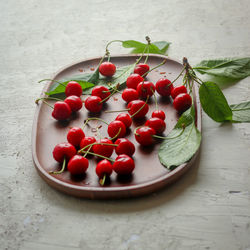 High angle view of food in plate on table