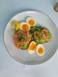 High angle view of food in plate