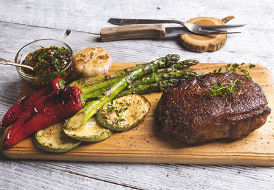 High angle view of food on table