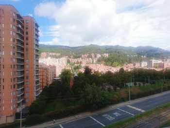 High angle view of city street