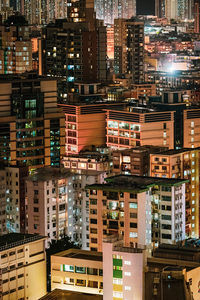 Illuminated buildings in city at night