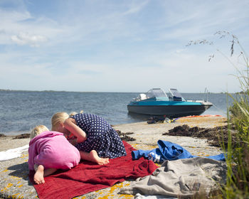 Children playing on flat rock