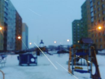 View of city street at night