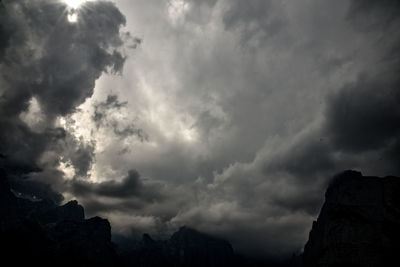 Low angle view of storm clouds