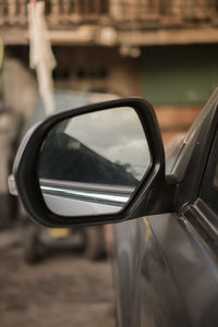 Close-up of side-view mirror