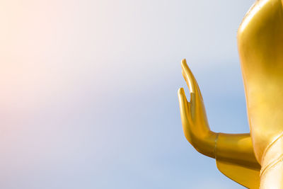 Low angle view of a statue against clear sky