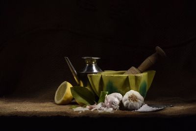 Close-up of food on table