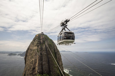 Beautiful view from sugar loaf cable car to city landscape, rio