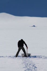 Full length of man on snow covered land