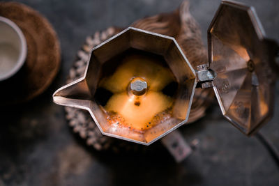 High angle view of coffee