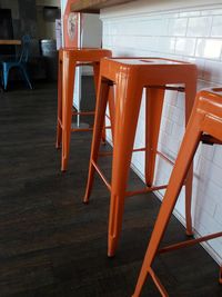 Close-up of chairs and table