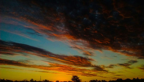 Scenic view of dramatic sky during sunset