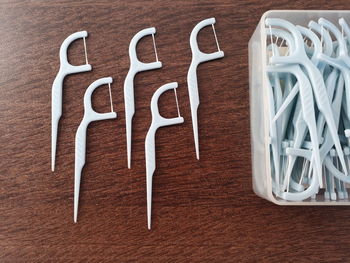 Directly above shot of text on table