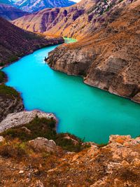 Scenic view of lake and mountains