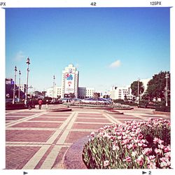 View of road against clear blue sky