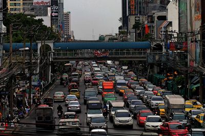 Traffic on road in city