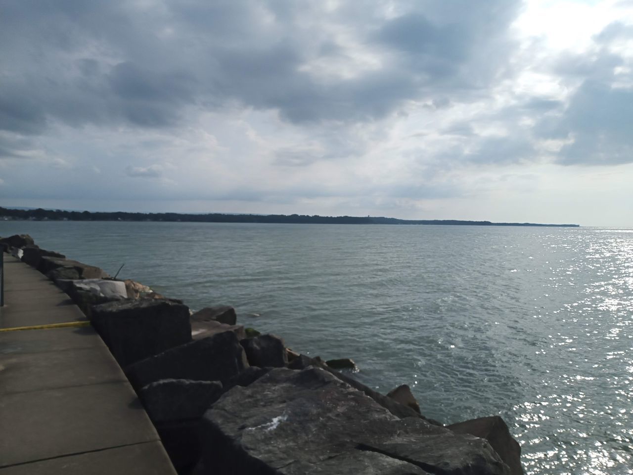 SCENIC VIEW OF SEA BY ROCK AGAINST SKY