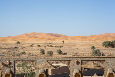 Scenic view of landscape against clear blue sky