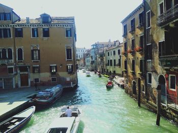 View of canal in city