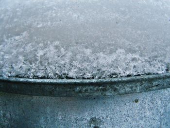 Close-up of snow on shore during rainy season