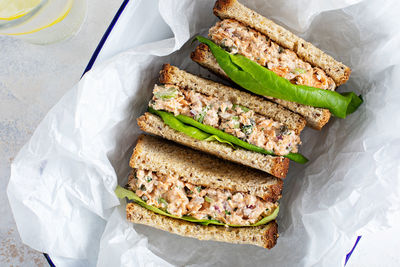 High angle view of food on table