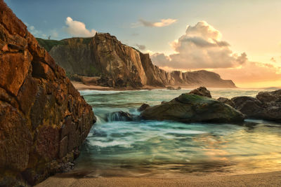 View of rocks on beach