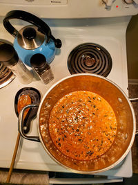 High angle view of meal on table