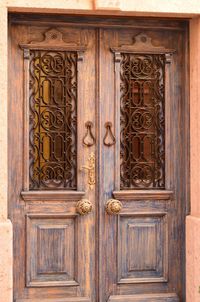 Closed door of old building