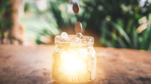 Close-up of candle on table