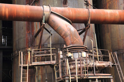 Low angle view of machinery in factory