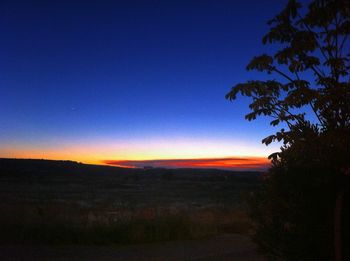 Scenic view of landscape against sky at sunset