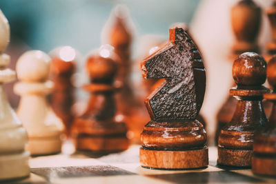 Close-up of chess pieces