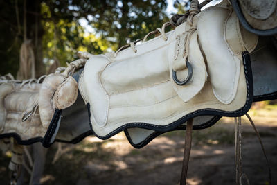 Equipment made by hand by the gauchos to ride horses in south america, made of leather and metal