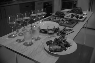 High angle view of food on table