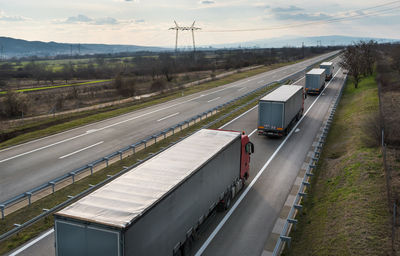 High angle view of highway against sky