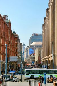 Buildings against clear sky