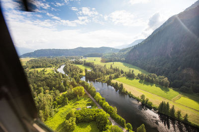 View of lush landscape and river near mission, british columbia.