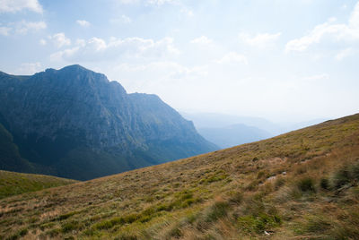 Scenic view of mountains against sky