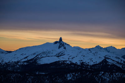 Mountain landscape at sunset in whistler canada