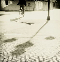 Shadow of woman on wall