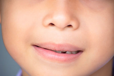 Close-up of boy lips