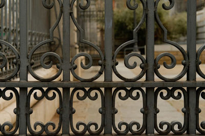 Close-up of closed metal gate