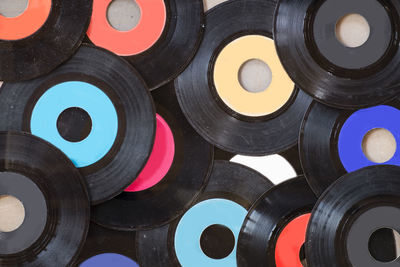 Full frame shot of colorful records