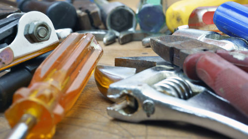 Close-up of work tools