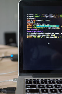 Close-up of computer keyboard on table