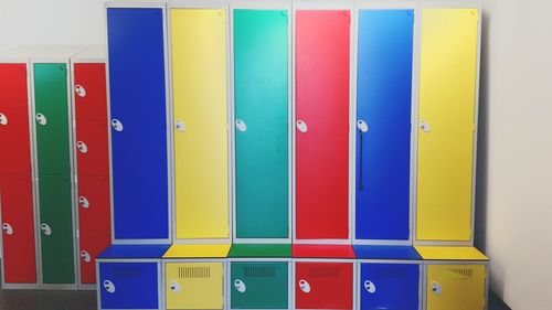 Colorful lockers in office