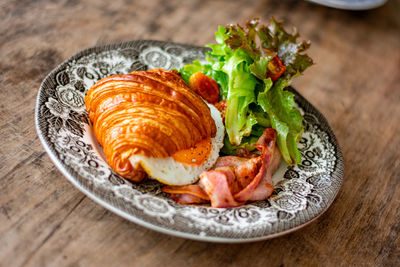 Close-up of food in plate on table