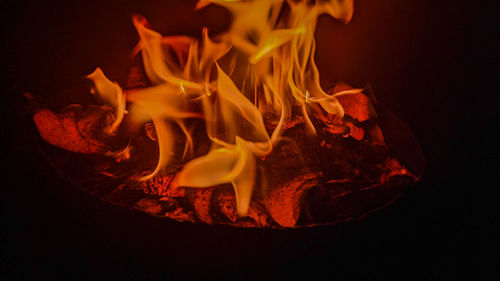 Close-up of bonfire at night