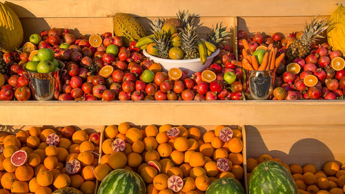 Various fruits for sale at market stall