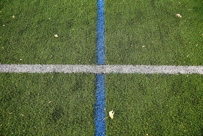 High angle view of soccer field